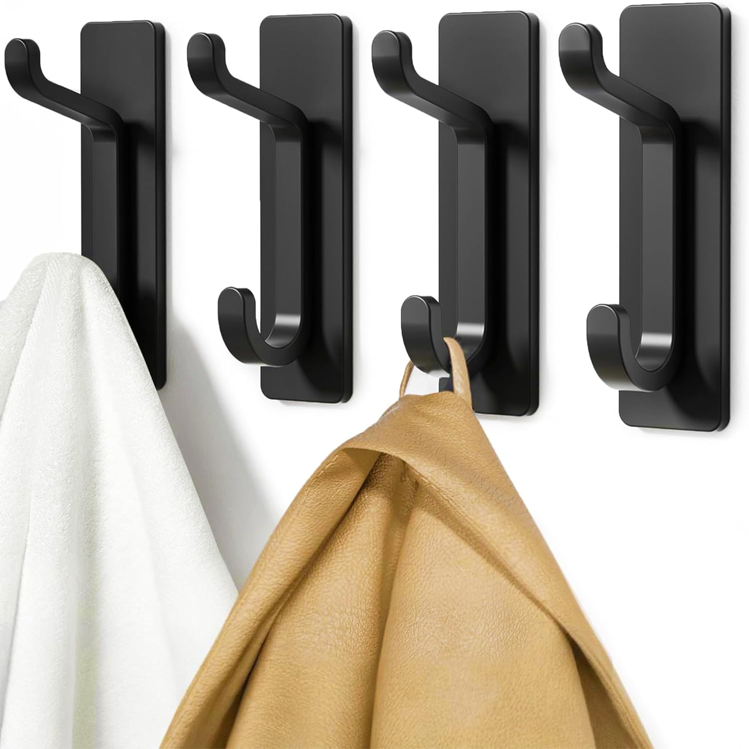 Pickpiff Black Self Adhesive Hook, 6Kg Extra Sticky And Strong, 4 Pack