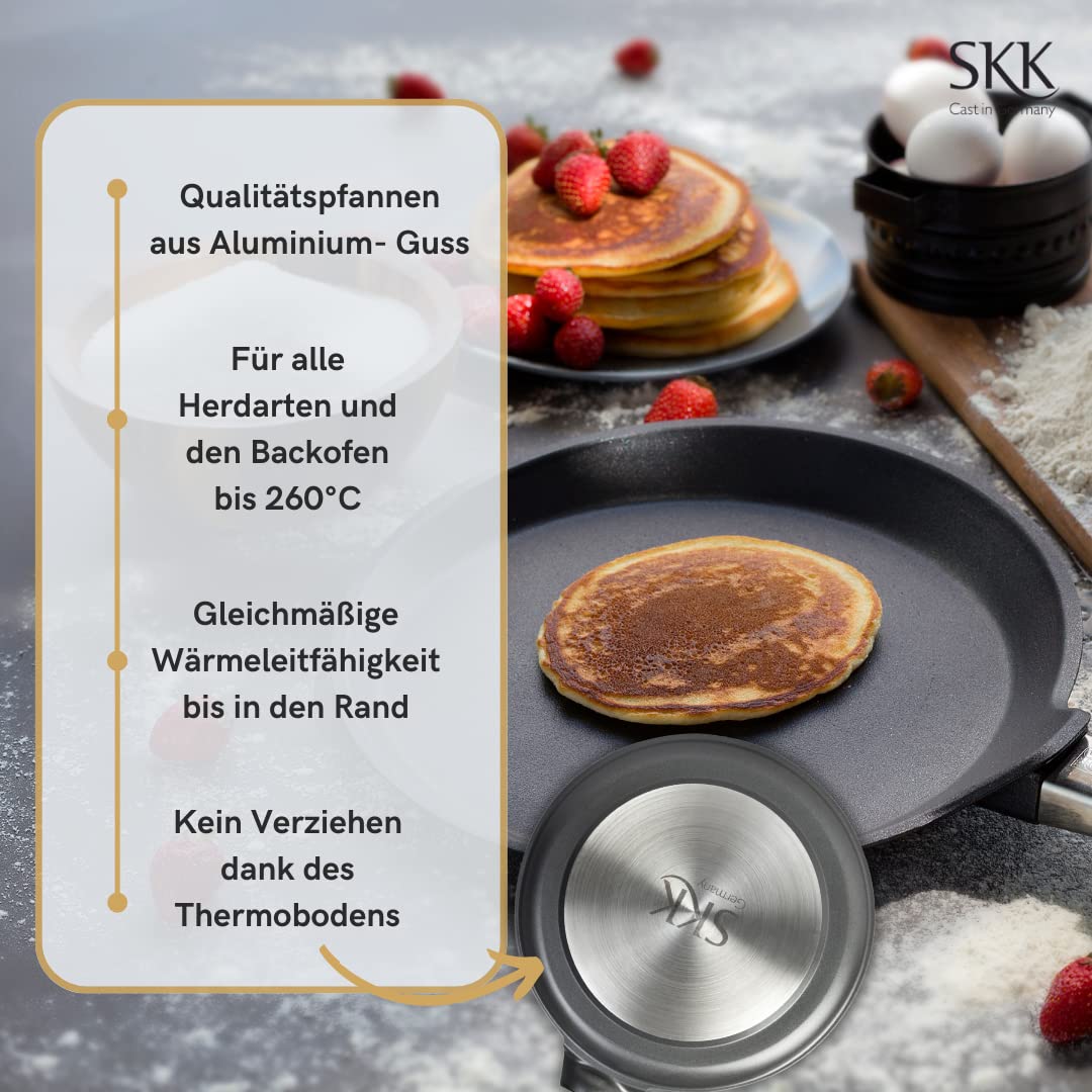 skk 14425 Serie 6 Plus Crepe - Sartén para crepes, apta para inducción, mango extraíble, aluminio fundido, revestimiento antiadherente