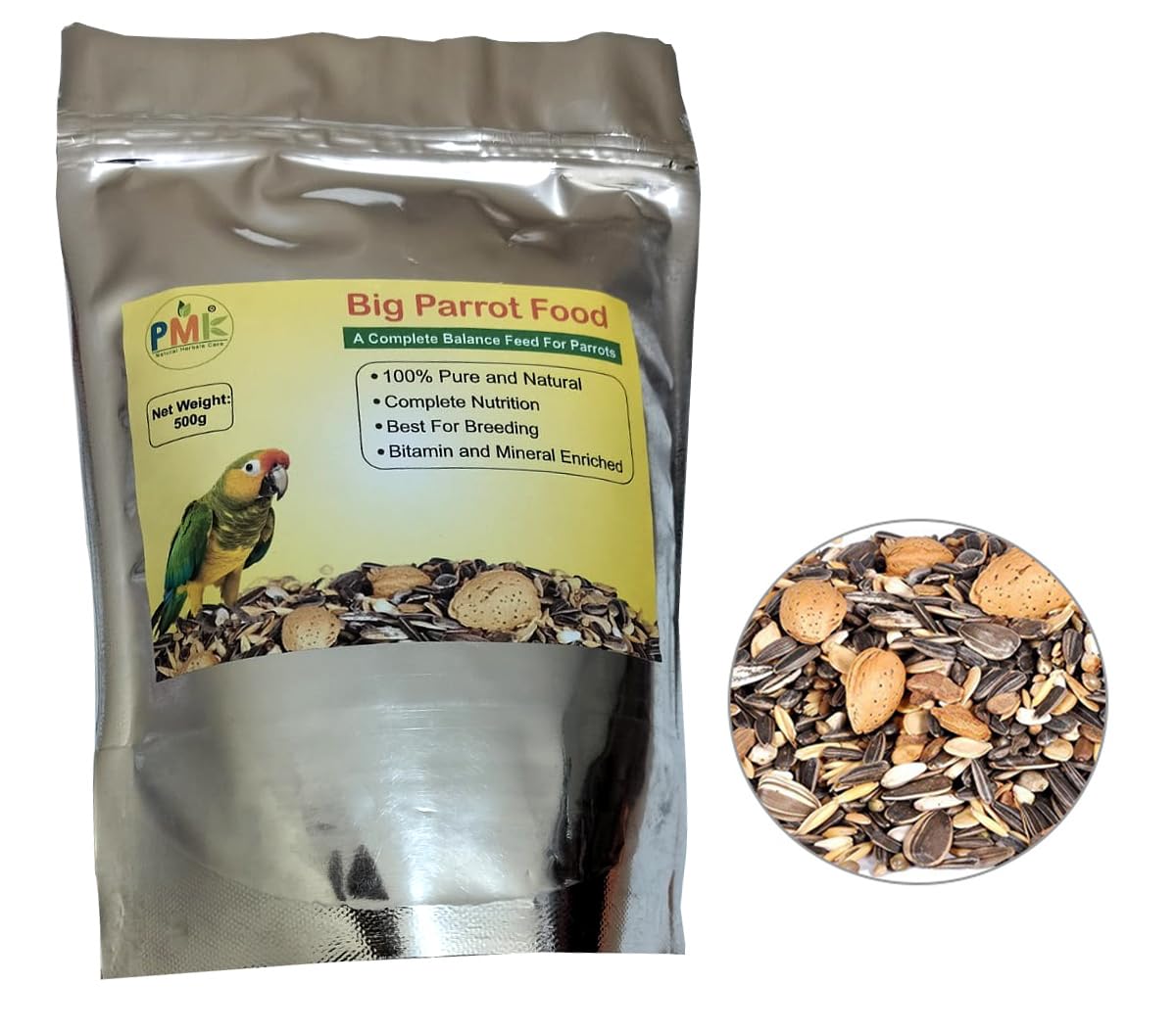 PMK Big Parrots Food Seed Mix Ideal Food for African Gray, Macaw, Cockatoo, Indian Parrots and All Birds All Life Stages - 400 Grams, Pack of 2 (B0CR7ZVSHH) Amazon Price History, Amazon Price Tracker