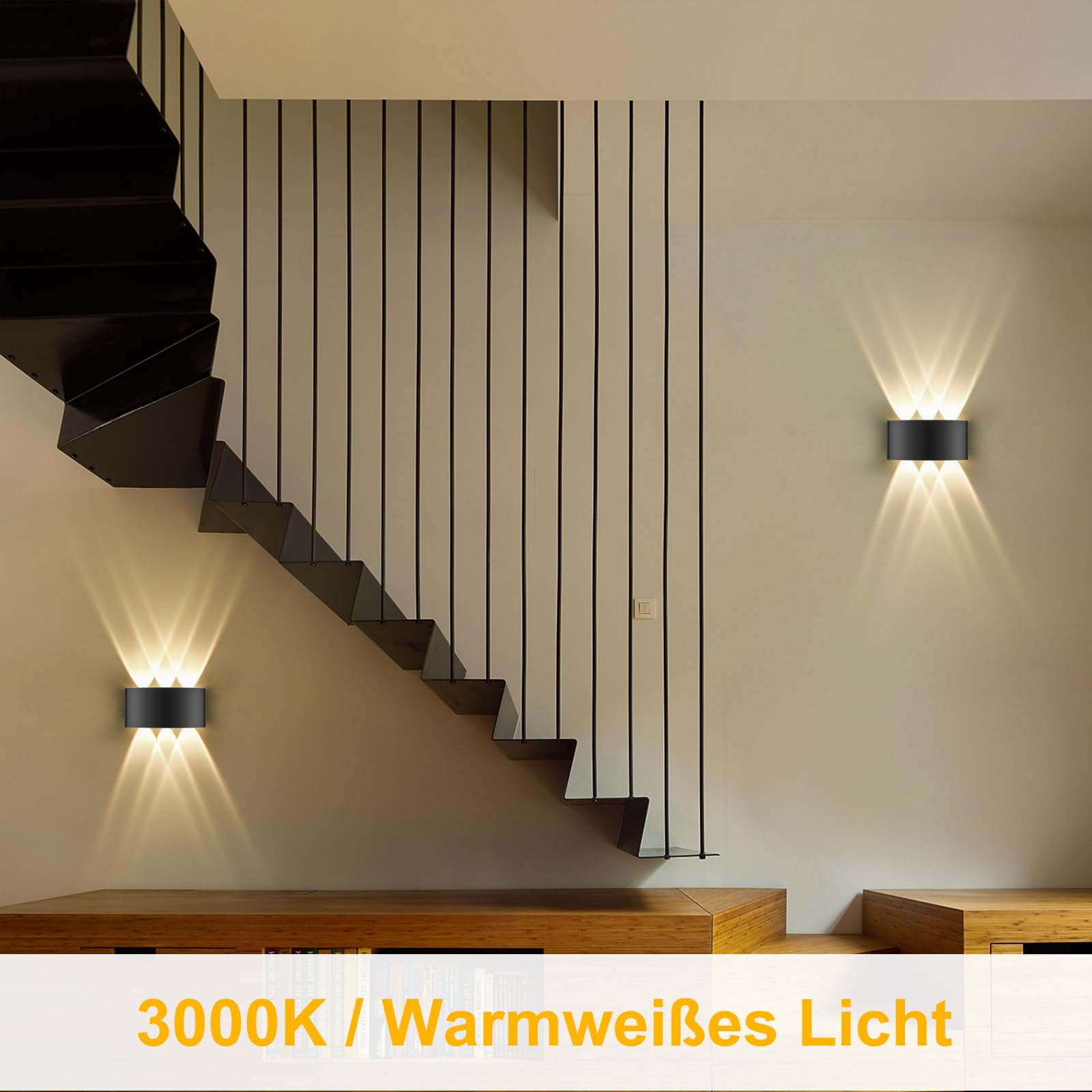 Oraymin 2 PCS Applique Murale Interieur IP65, 3000k Lampe Murale LED, Moderne Lampe Murale pour Chambre, Salon, Hôtel, Escalier, Allée