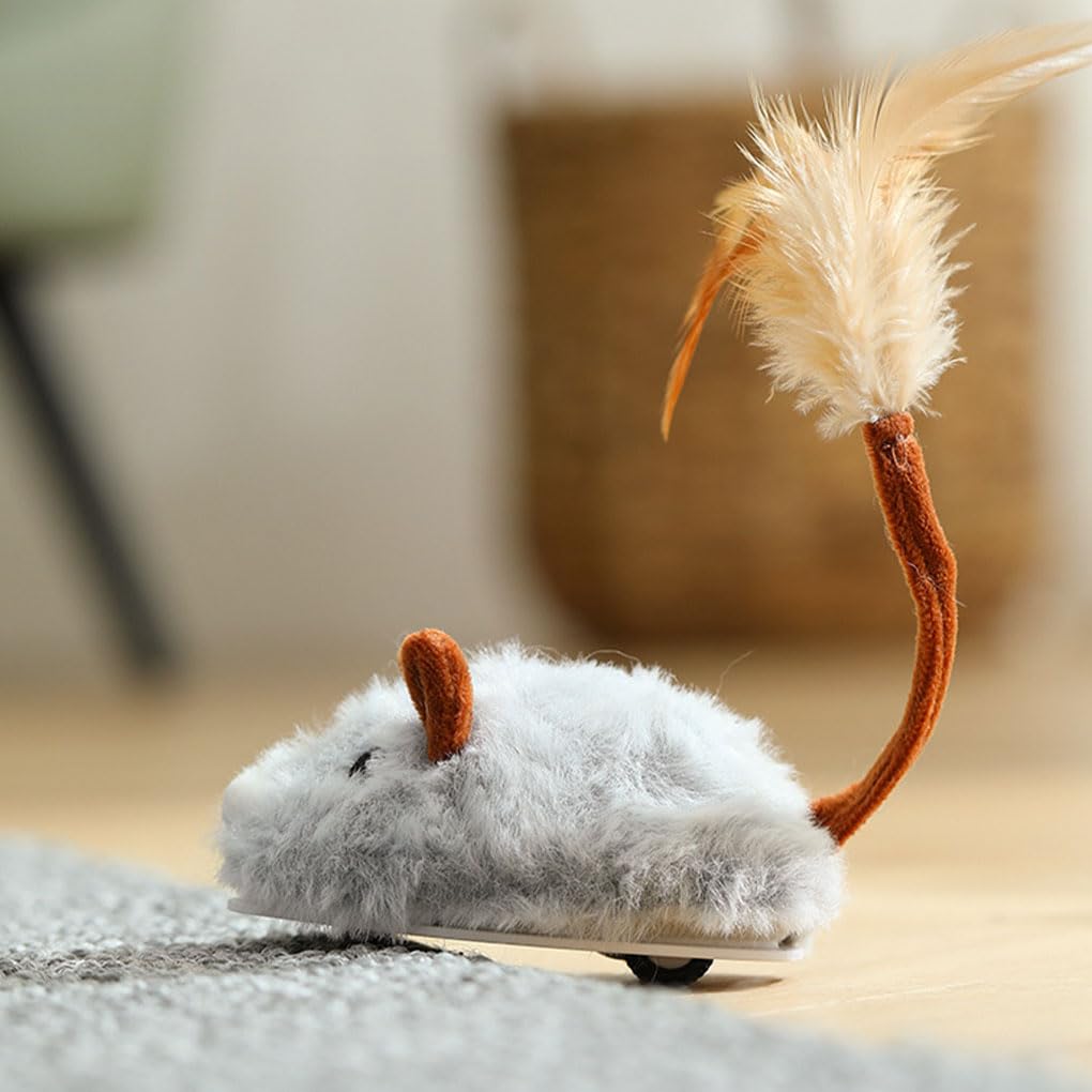 Juego de 10 ratones eléctricos interactivos para gatos, fáciles y duraderos, resistentes y duraderos, juguetes automáticos para gatos, juguetes eléctricos para gatos, color gris