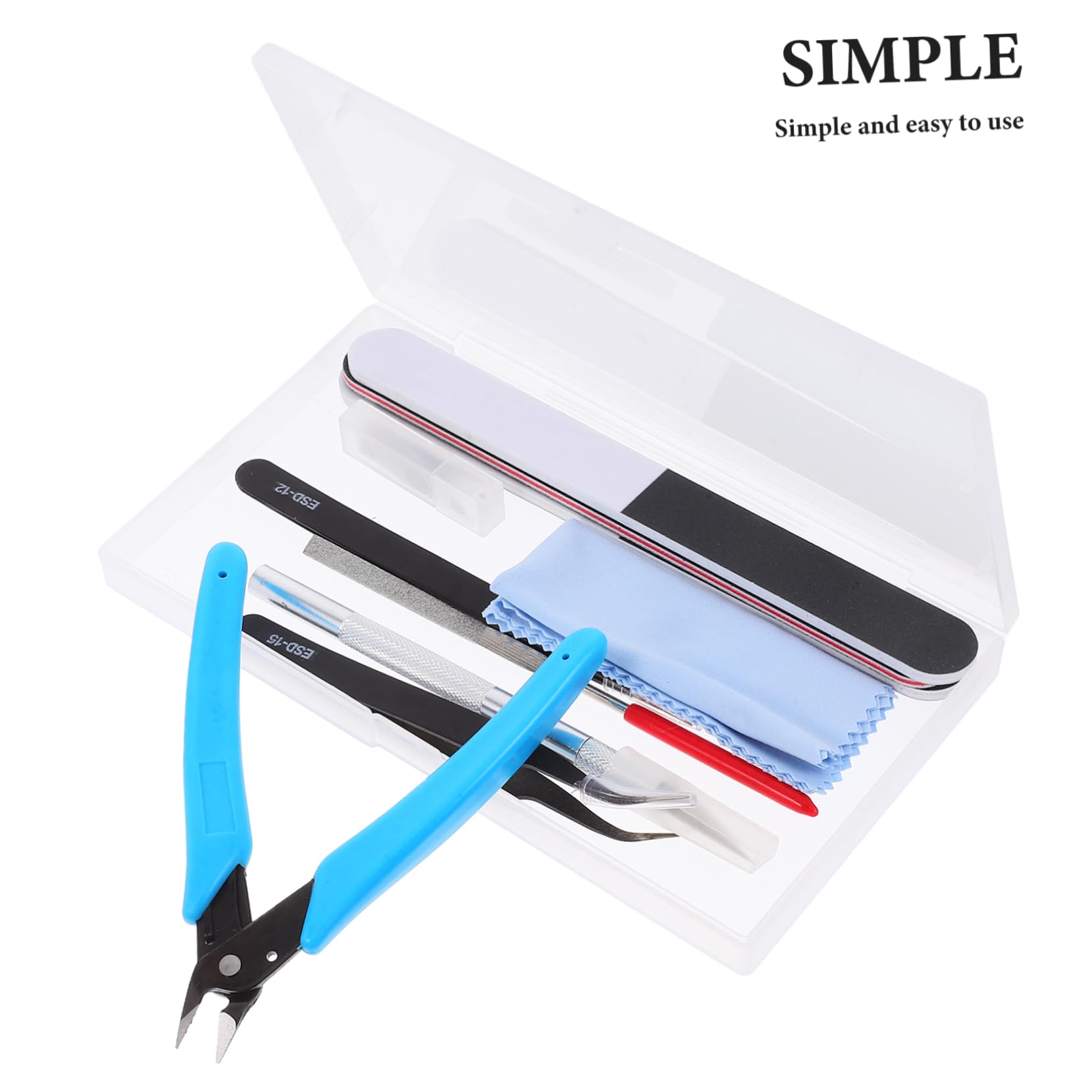 Kit di Attrezzi per Modellismo 10 Pezzi per Hobby e Professionisti | Aeromodelli e Toy Model, Portatile e Compatto, Ferro Plastica Gomma, Adatto a Montaggio e Manutenzione