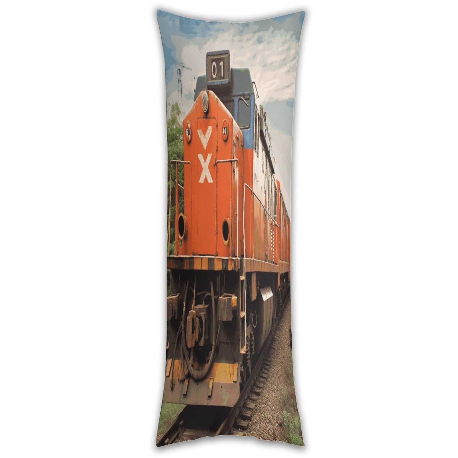 Train Long Pillow Case with Zipper Ultra Soft Microfiber Long Pillow Cover Breathable Body Pillow Protector Soft Wrinkle Pillowcase for Bed Sofa Bedroom 53 X 19 in