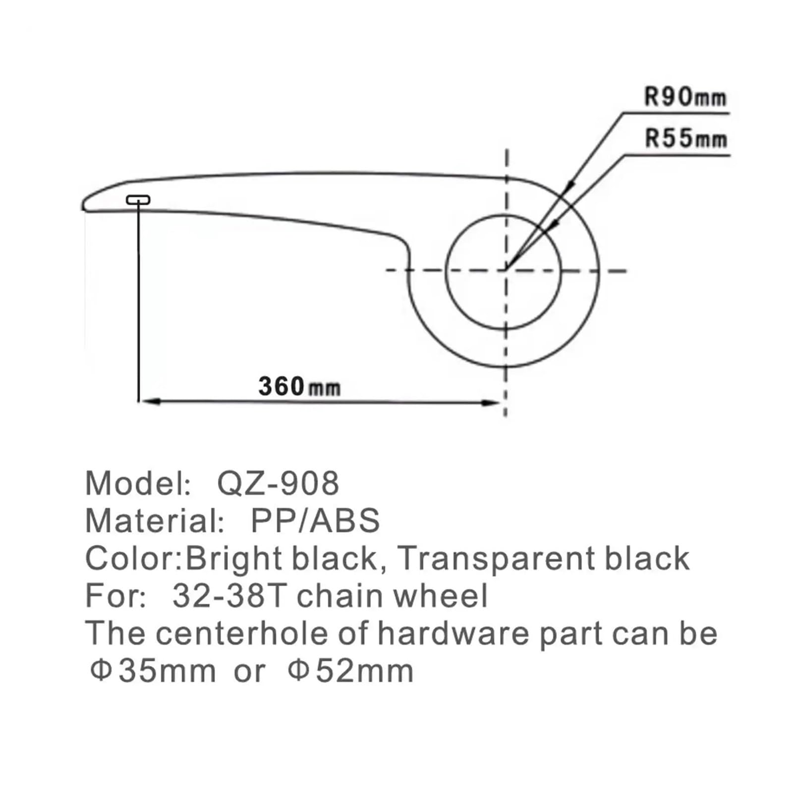 Kettenschutz Fahrrad Zubehör for Schutz der Fahrradkettenabdeckung, 32T-38T for Fahrrad, Schwarz, ganzes Set