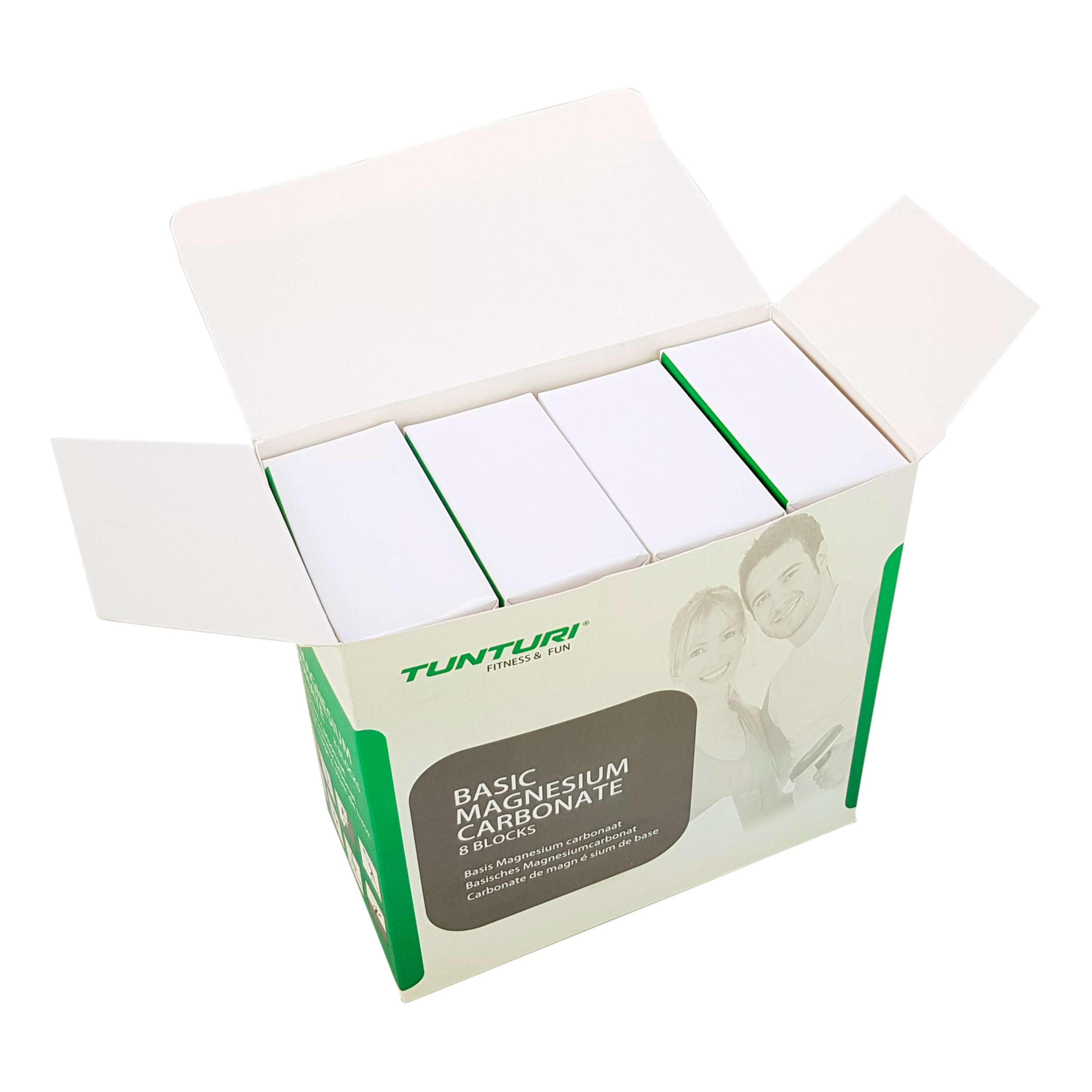 Tunturi Magnesium Sportkreide - Chalk – 8 Blöcke in Box – Für Klettern, Turnen, Krafttraining, Functional Fitness und Gym – Verbessert Grip und absorbiert Schweiß