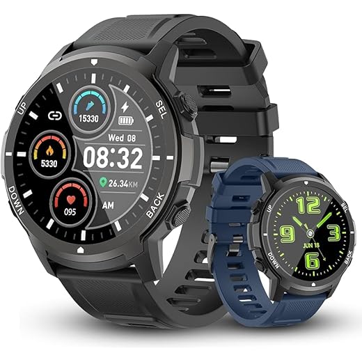 Relógio inteligente para homens fitness: (fazer/atender chamada) Bluetooth militar smartwatch para telefones Android iPhone à prova d'água ao ar livre tático digital esportivo relógios de corrida (Preto)