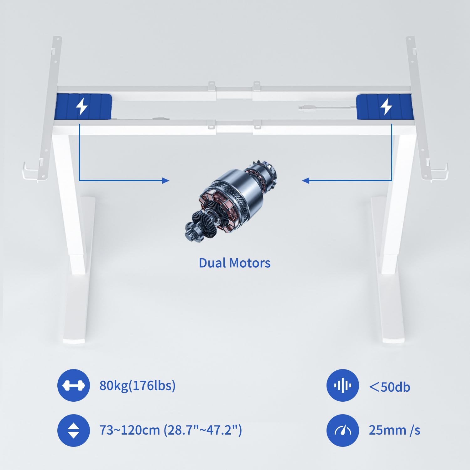 Telaio Scrivania Elettrico Regolabile - 2 Motori, 73-120 Cm, Con Rotelle E Memoria - Foto 9