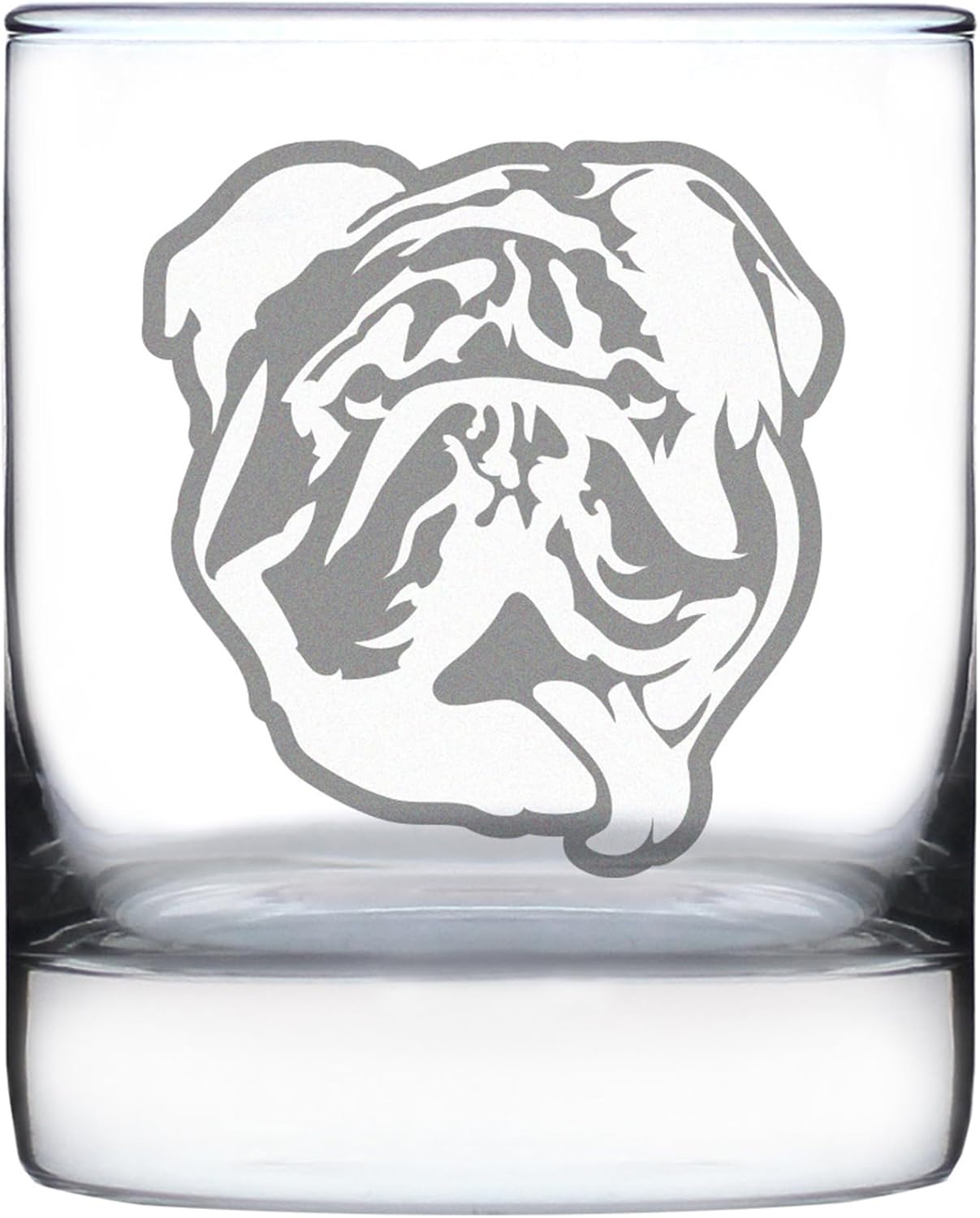 Bevvee English Bulldog - Funny Whiskey Rocks Glass Gifts for Men & Women with Bulldogs - Fun Whisky Drinking Tumbler Décor