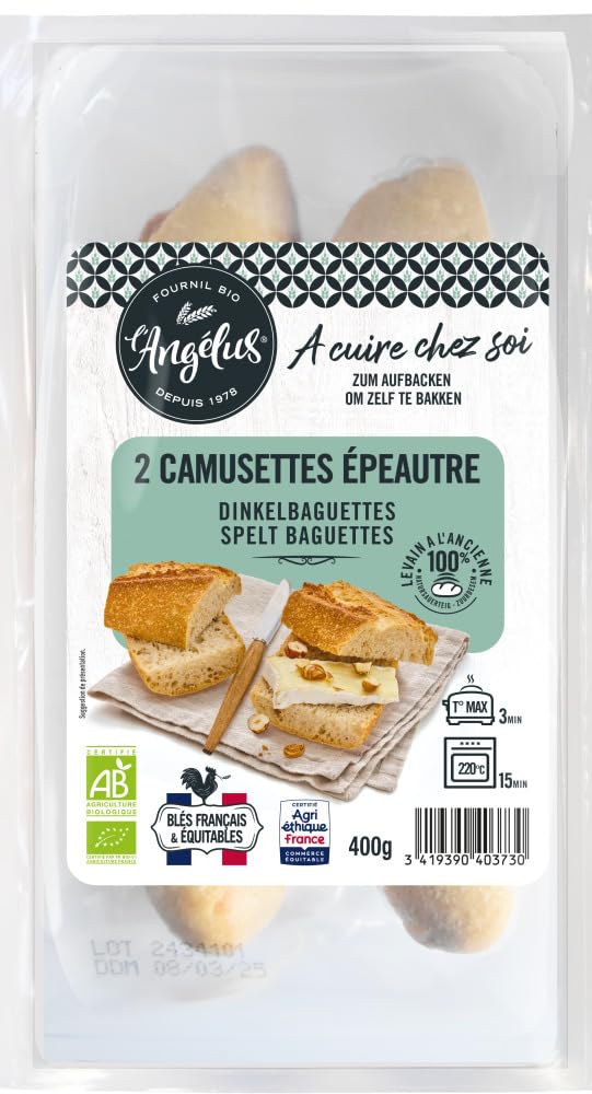 LANGELUS Bio 2 Dinkel-Baguettes zum Aufbacken (2 x 400 gr)