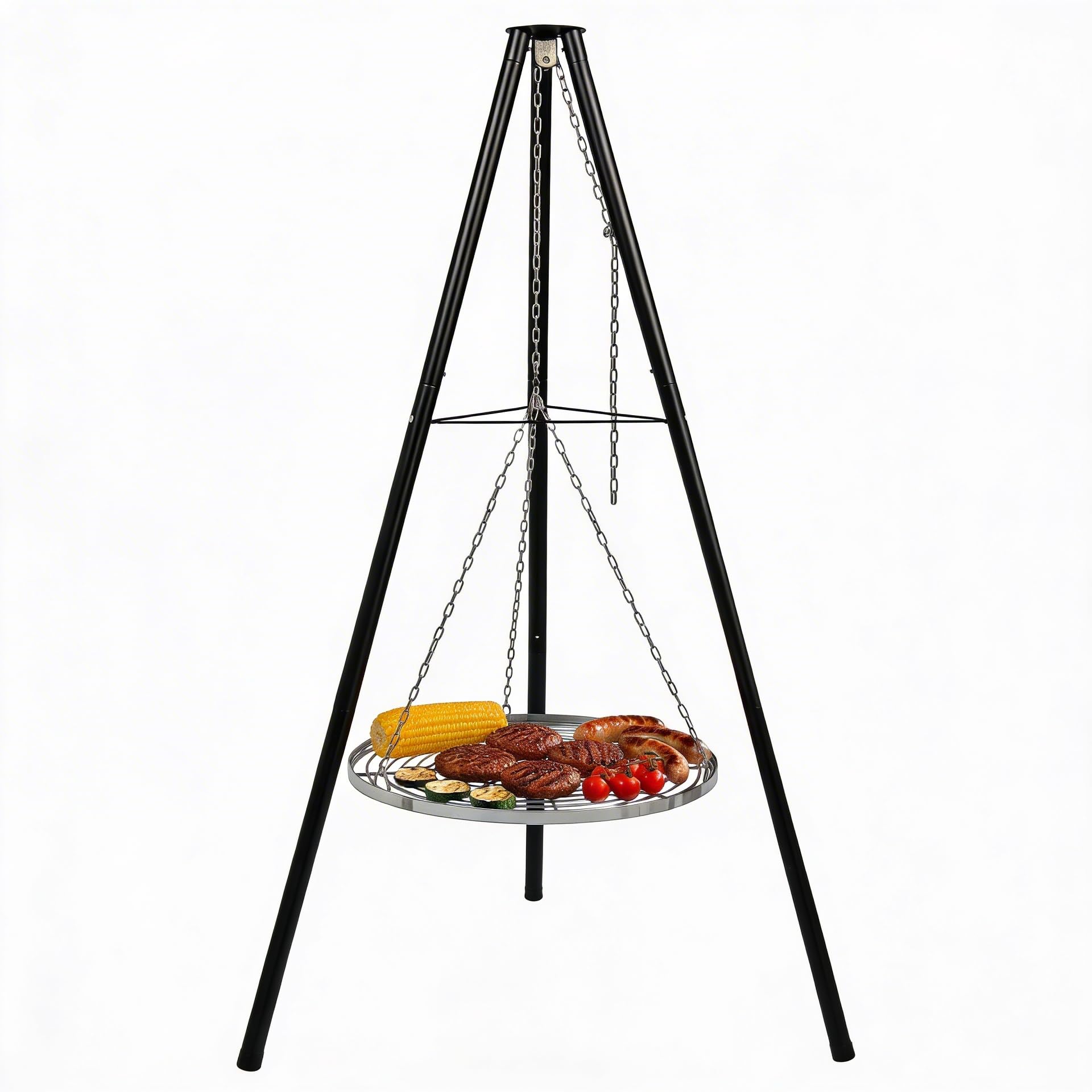 Crystals Camping Barbeque Tripod Grill - Portable Fire Pit BBQ without Fire Pit - for Outdoor Camping BBQ, Black