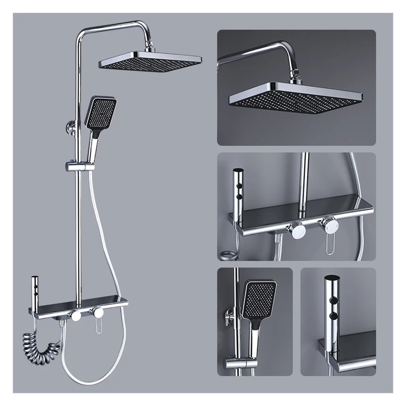 NZPOST Luxury Chrome Shower Four,Function Bathroom Shower Faucet Set Rainlfall Bathroom Mixer Taps Bidet