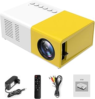 Pocket Projector, 2023 New Smart Mini Portable LED Video Projectors, Movie Projector 1920 * 1080P HD Supported with HDMI USB Phone Interfaces and Remote Control for Home Theater (Yellow)