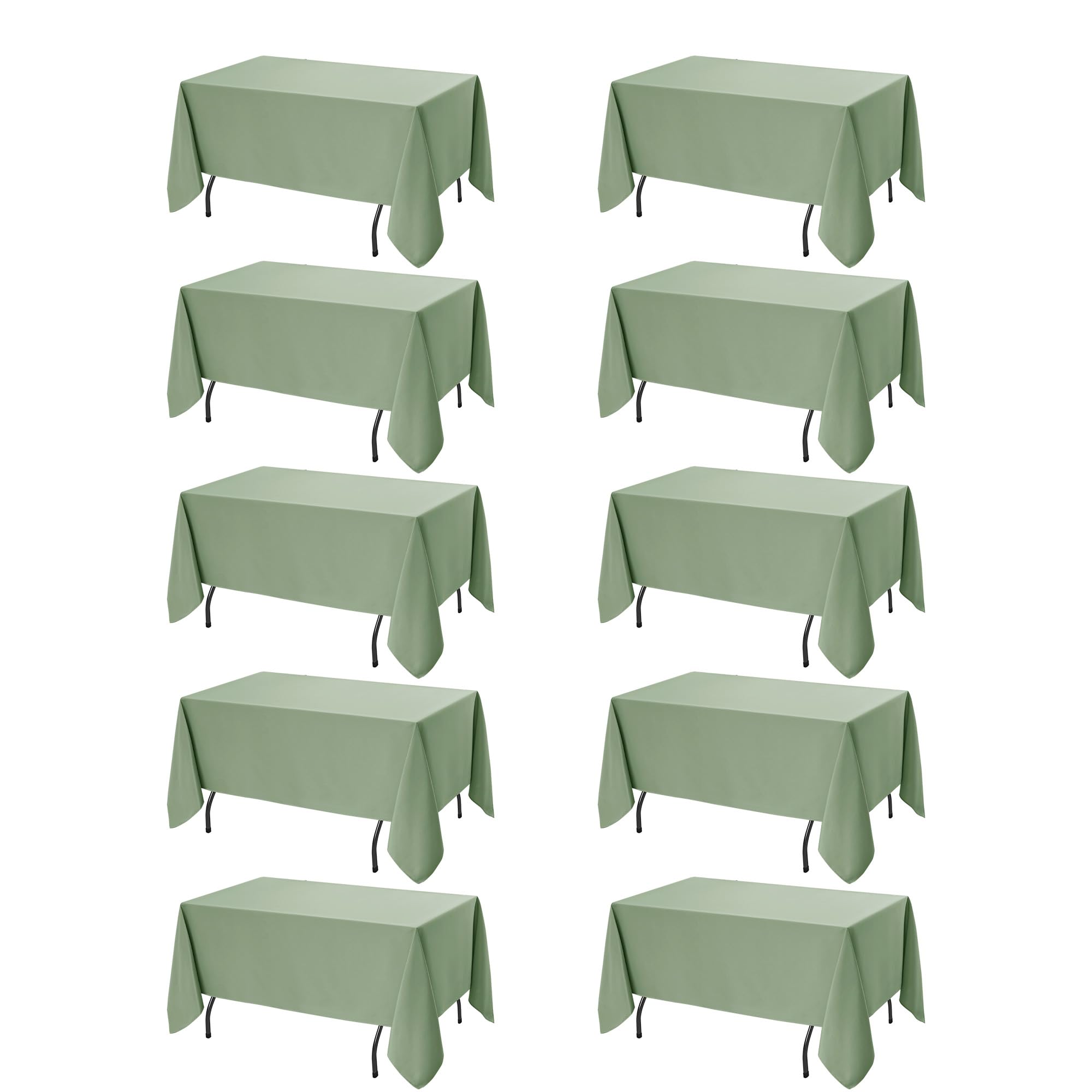 10-Pack Sage Green Tablecloths for Rectangle Tables, 60 x 120 in