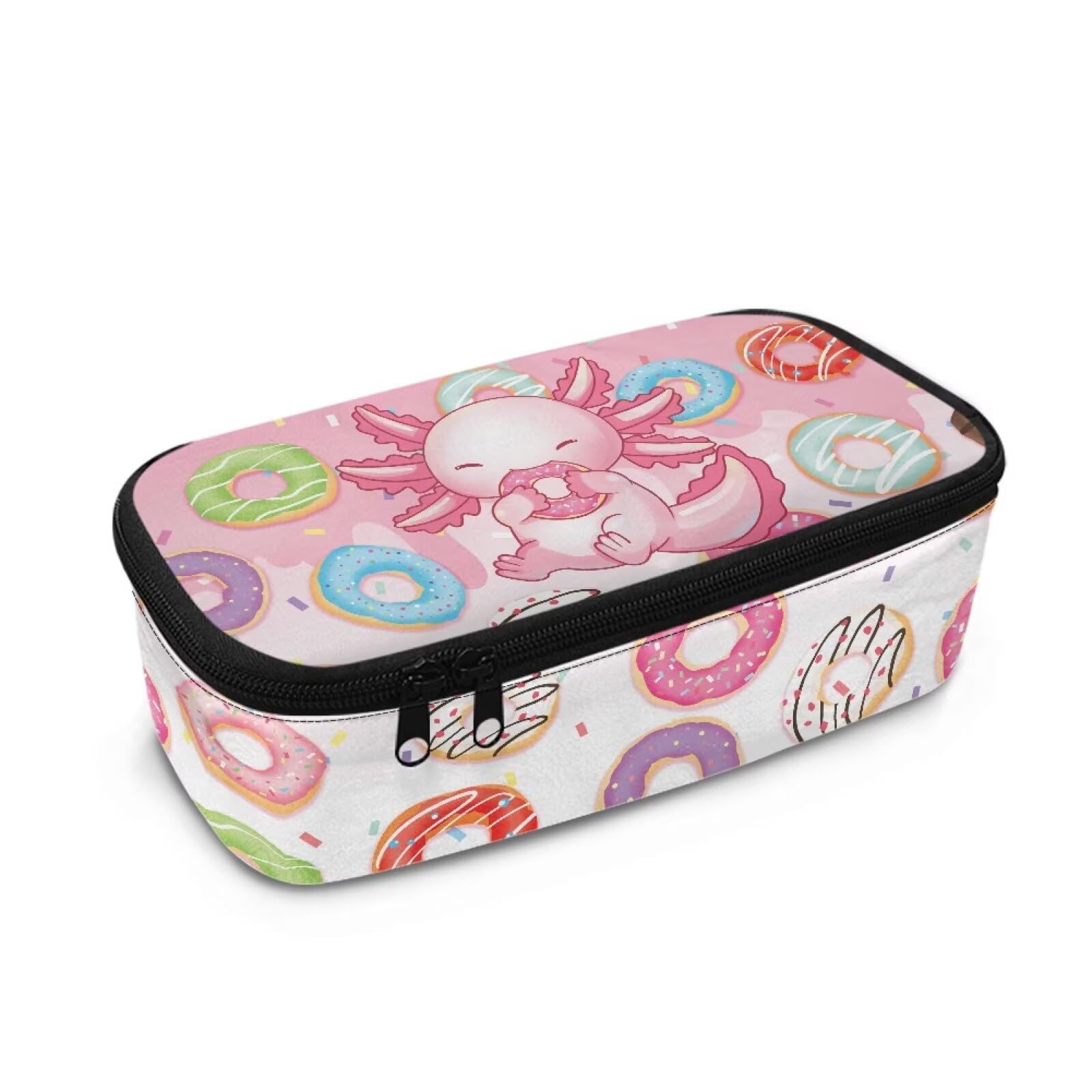 Renewold Axolotl Pencil Case with Compartments Multi-Slot Pencil Case Organizer Portable Office Pen Bag with Handle Suitable for Elementary Middle School High School