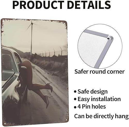 Miniatura 3 de Letreros de metal retro sexy con texto en inglés "Hot Woman", póster sexy para el auto, con texto en inglés "Pin Up Girl", carteles de estaño,