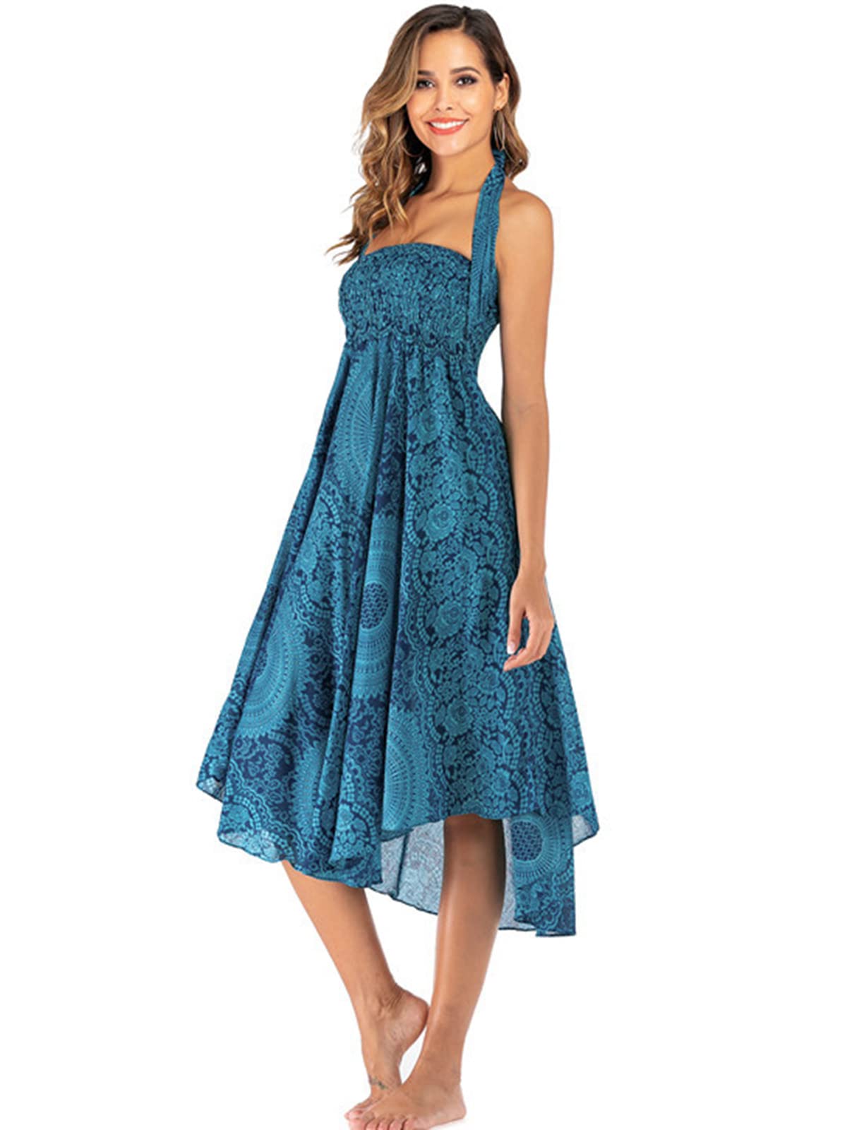 Adigaber 2 en 1 Jupon Femme Long Taille Haute Longue Maxi Jupe Bohême Tour de Taille Elastique Jupe Maxi Décontractée Vacances L'été Plage