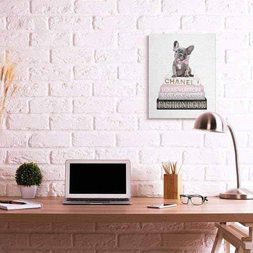 Miniatura 2 de Stupell Industries Dashing French Bulldog and Iconic Fashion Librería Arte de pared, 24 x 30, blanco