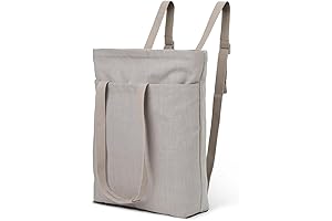 Tote Bag Backpack 2 in 1, Water-Repellent Canvas 14-Inch Laptop Bag - Brown