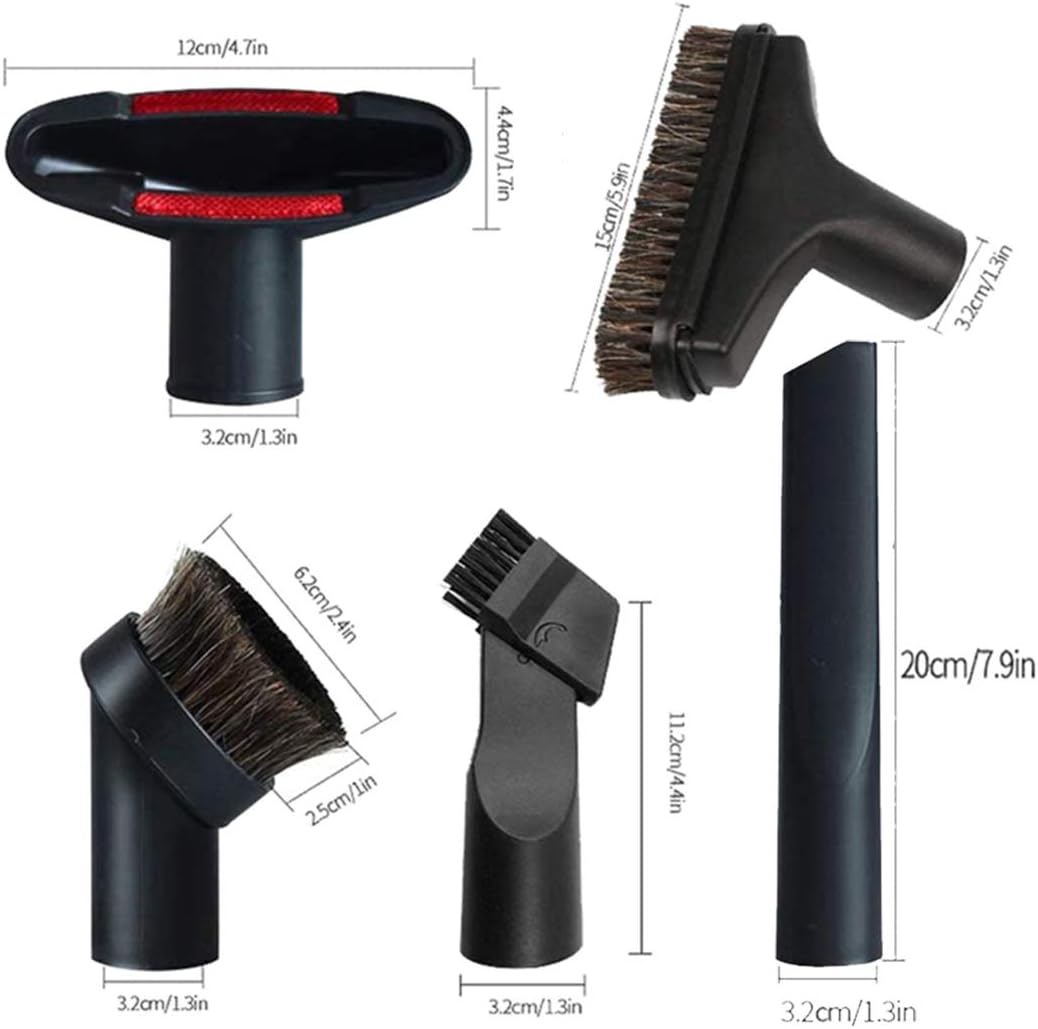 Vacuum Attachments Replacement 1 1/4 inch & 1 3/8 inch Vacuum Cleaner Accessories Brush Kit for Standard Hose Set of 6