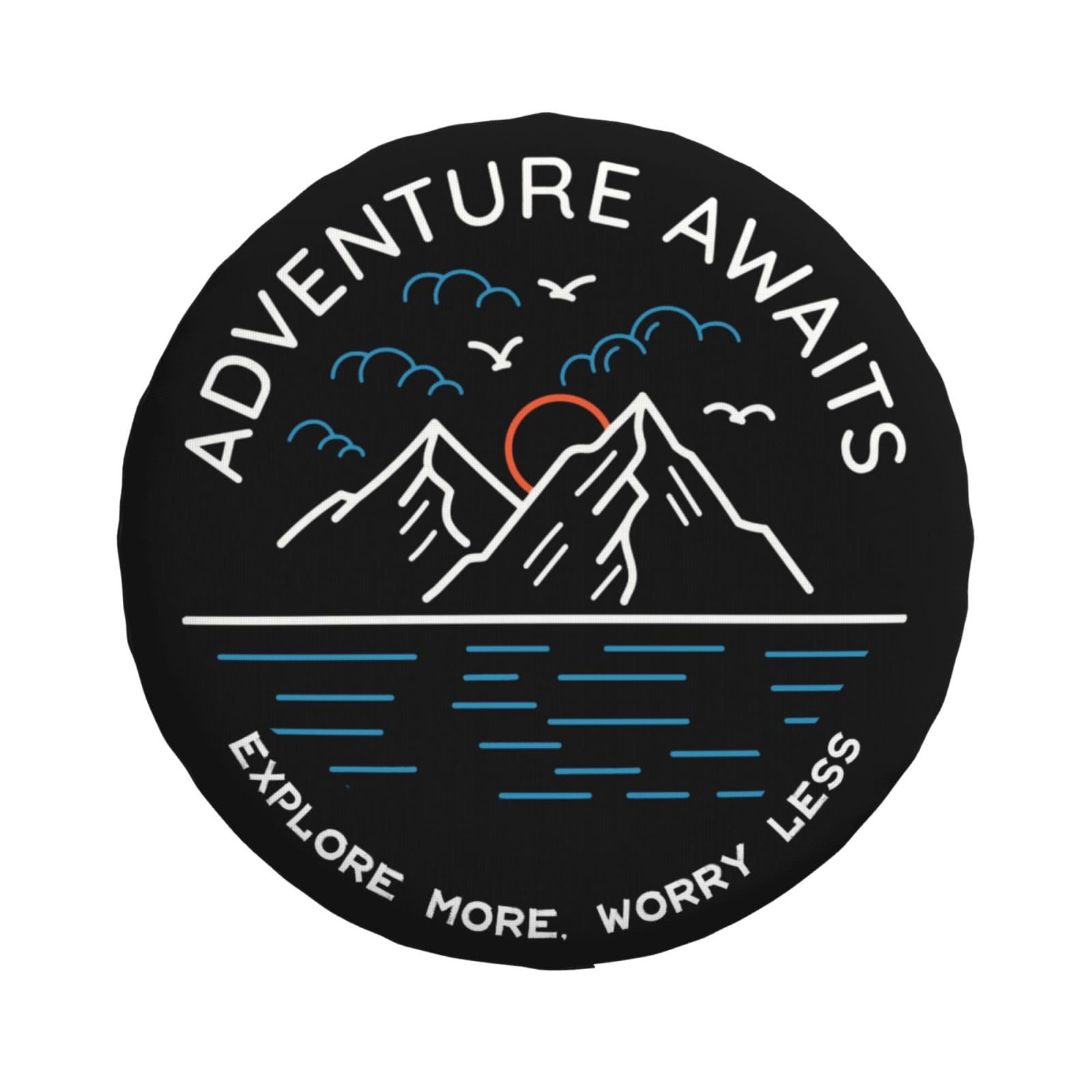 Adventure Awaits Spare Tire Cover Wheel Protectors Weatherproof Universal Wheel Cover for Trailer RV SUV Truck Camper Travel Trailer 14 Inch