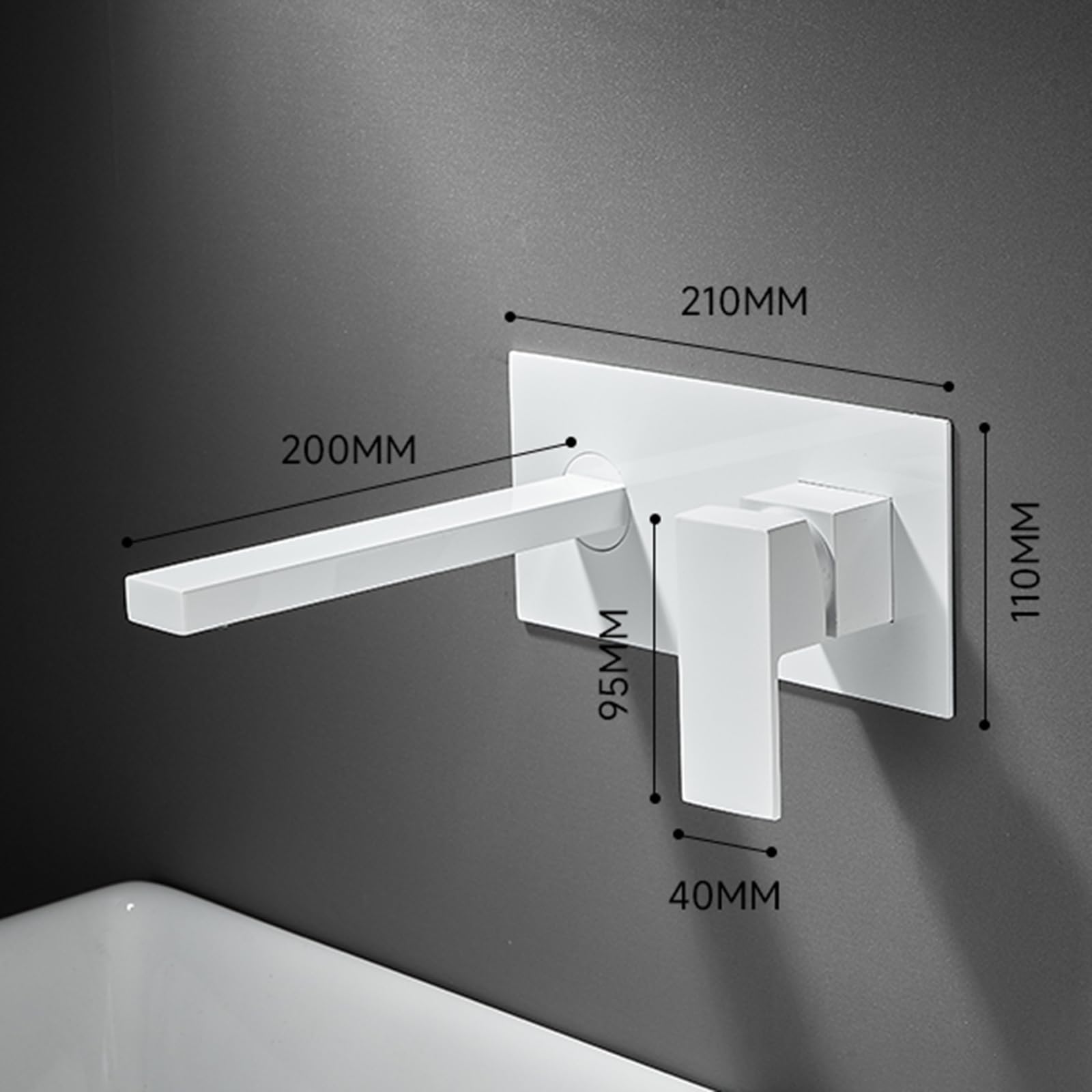 Wasserhahn Bad Waschtischarmatur Mischbatterie Waschbecken Verdeckter Einhebelmischer für Warm und Kaltwasser Wandmontage Messing Chrom Badarmatur Waschbeckenarmatur