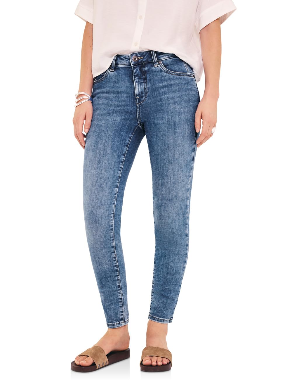 Street One Studio Mid Waist Skinny Leg Jeans in Skinny Fit Mid Blue Soft Washed 34