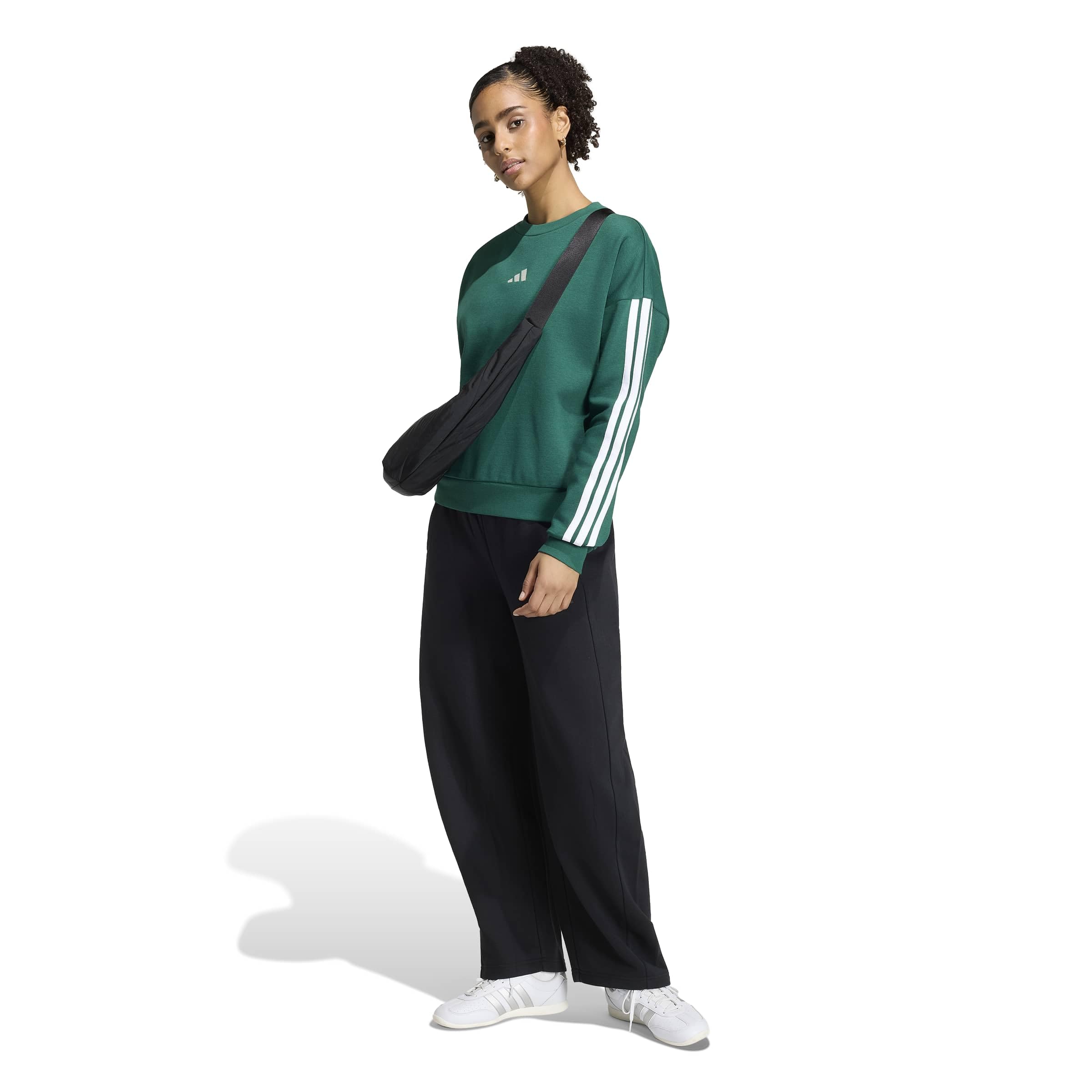 adidas Kobiety Essentials 3-Stripes Fleece Sweatshirt, collegiate green/ivory, L