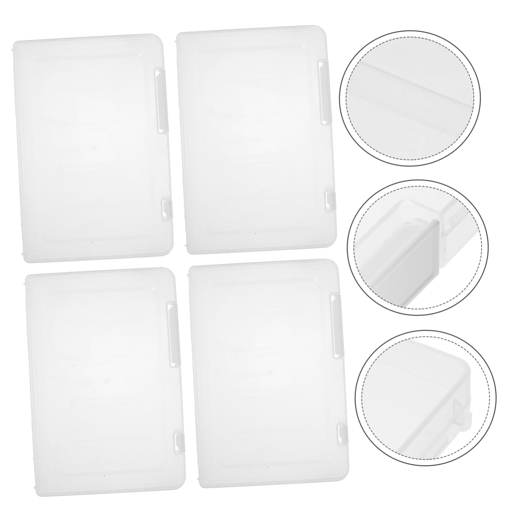 Caja Organizadora de Plástico Blanco para Almacenamiento de Documentos A4 Tapa, Capacidad Grande y Diseño Portátil para Oficina y Escuela, Pack de 4 Unidades