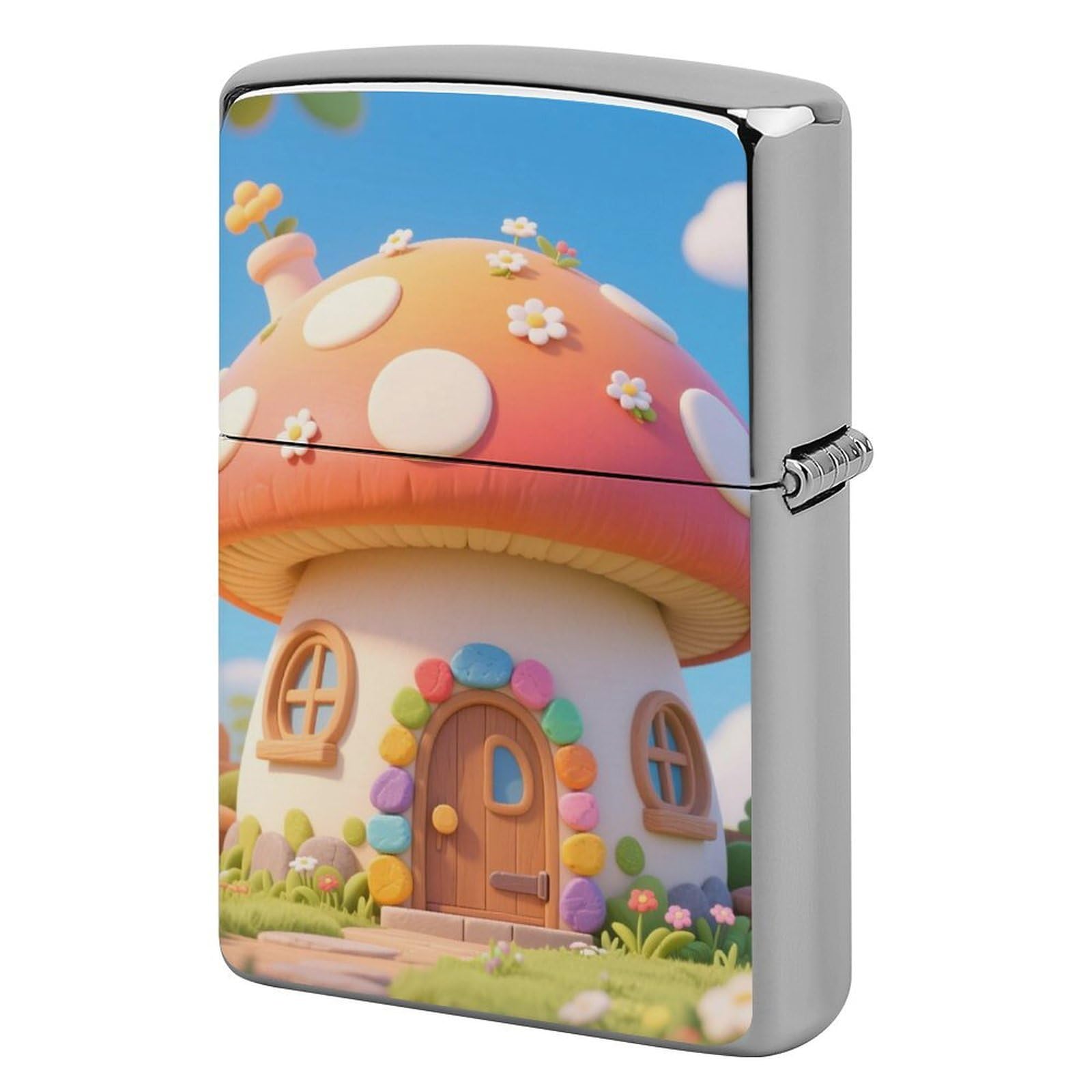 Cute Mushrooms Lighter Case Cover Vintage Metal Lighter Sleeve Reusable Lighter Protective Cover Decorative Lighter Holder Birthday Gifts for Men Women