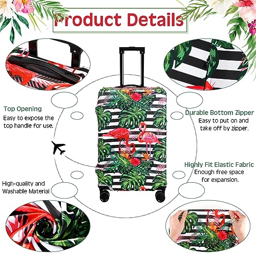 Amylove 3 Pcs Suitcase Covers Protective Washable Suitcase Protector Anti Scratch Luggage Cover Protector for 18-28 Inch Luggage (Flamingo)3