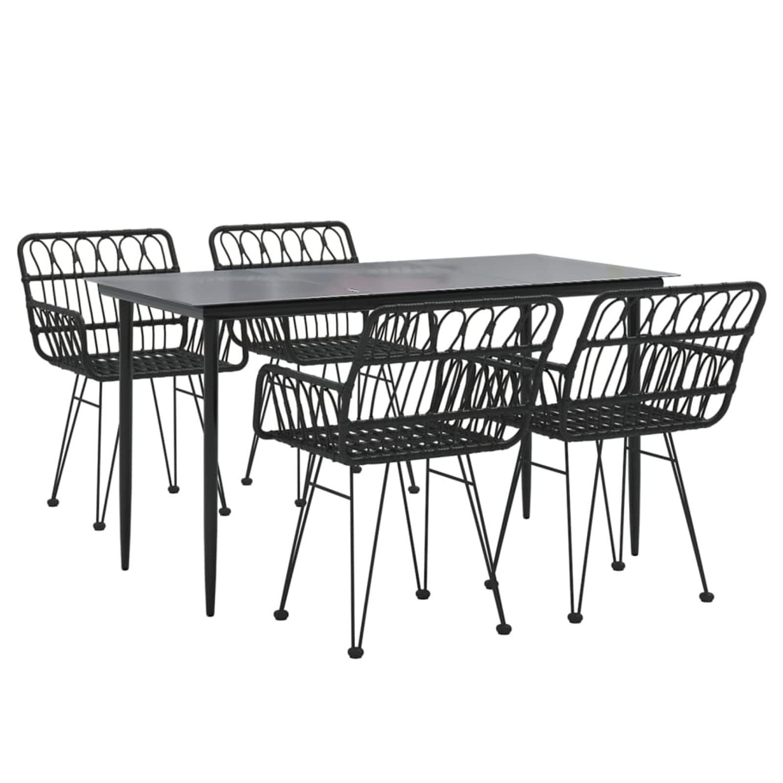 3157854 Set da Pranzo da Giardino 5 pz Nero in Polyrattan Testata in Legno,Testata Letto Matrimoniale Muebles Dormitorio Spalliera Letto Testiere per Letto Matrimoniale