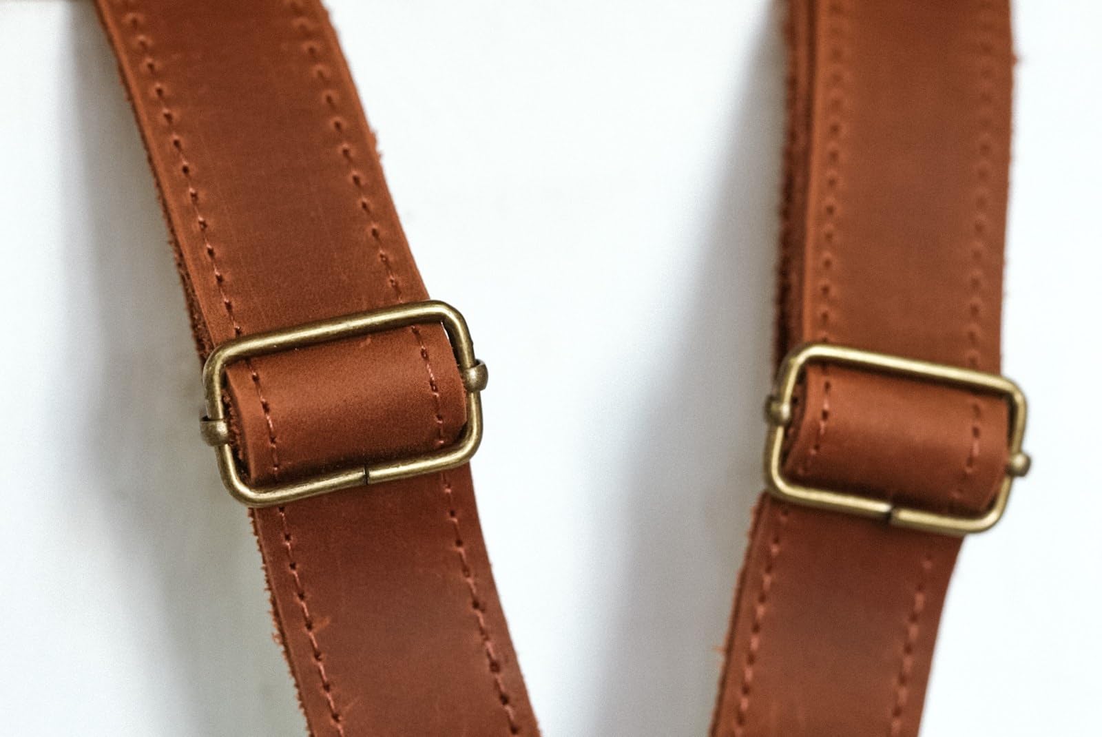 Leather suspenders for men Suspenders with button hole Groomsmen wedding suspenders (Brown)