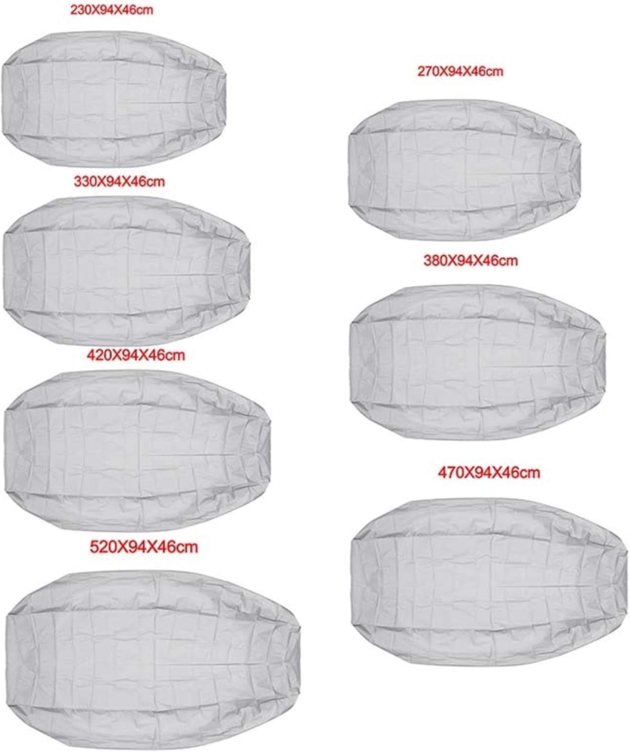 Boot Abdeckplane Schlauchboot, 210D Oxford-Stoff Tarpaulin Wasserdicht Staubdicht UV-Beständig reißfest Liegeplane Abdeckung Cover, Schützen Kajak Kanu Angelboot (Grau, 330 * 94 * 46cm)