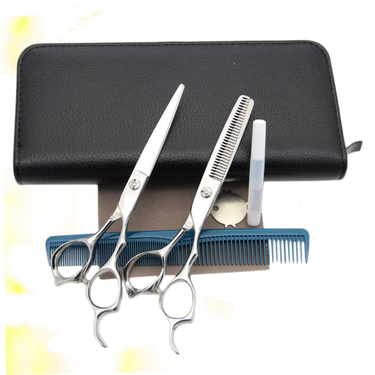 Healvian Juego de 2 Tijeras de Peluquería de Acero Inoxidable, Diseño Ergonómico, Corte Preciso para Barbería y Uso Diario en Casa