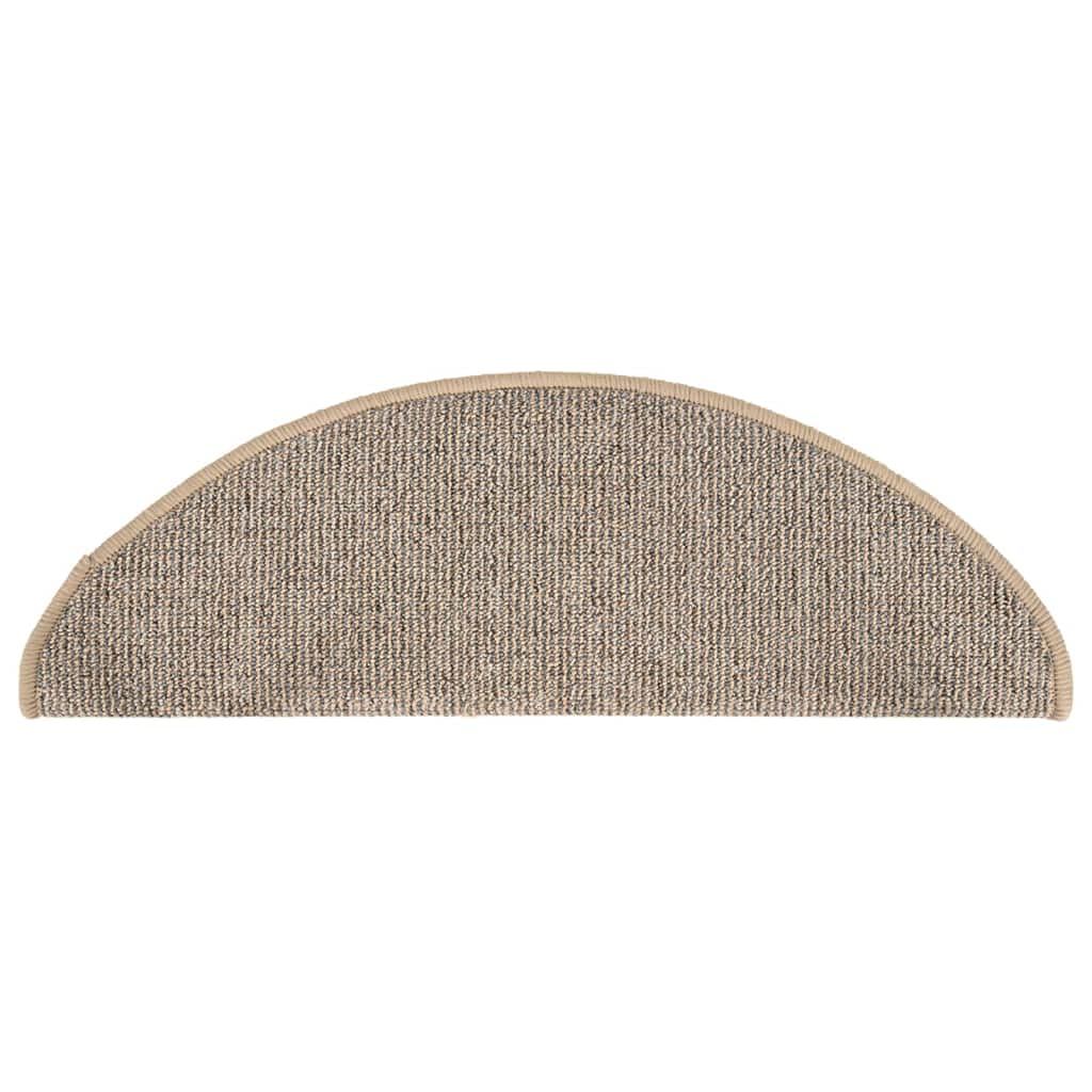 Stufenmatten 15 Stück 65x21x4 cm Braun Halbrund Groß Treppenstufen Matten, Teppich Innen für Treppen, rutschfest Stufenmatten Treppenteppich -A2