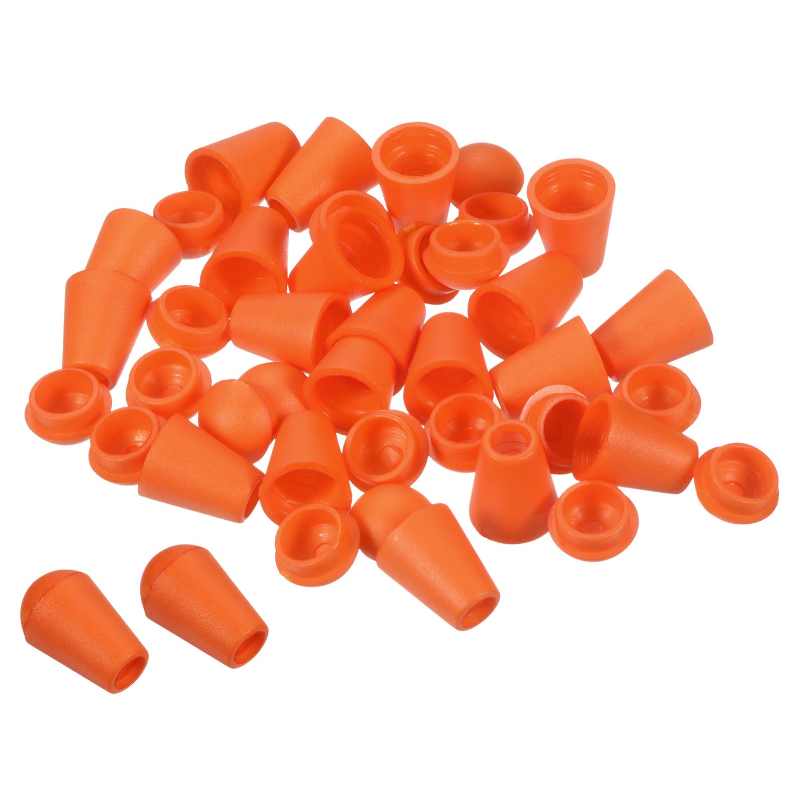 PATIKIL Bell End Stopper, 50 Pack Cord Rope Lock for Drawstring Bag, Orange