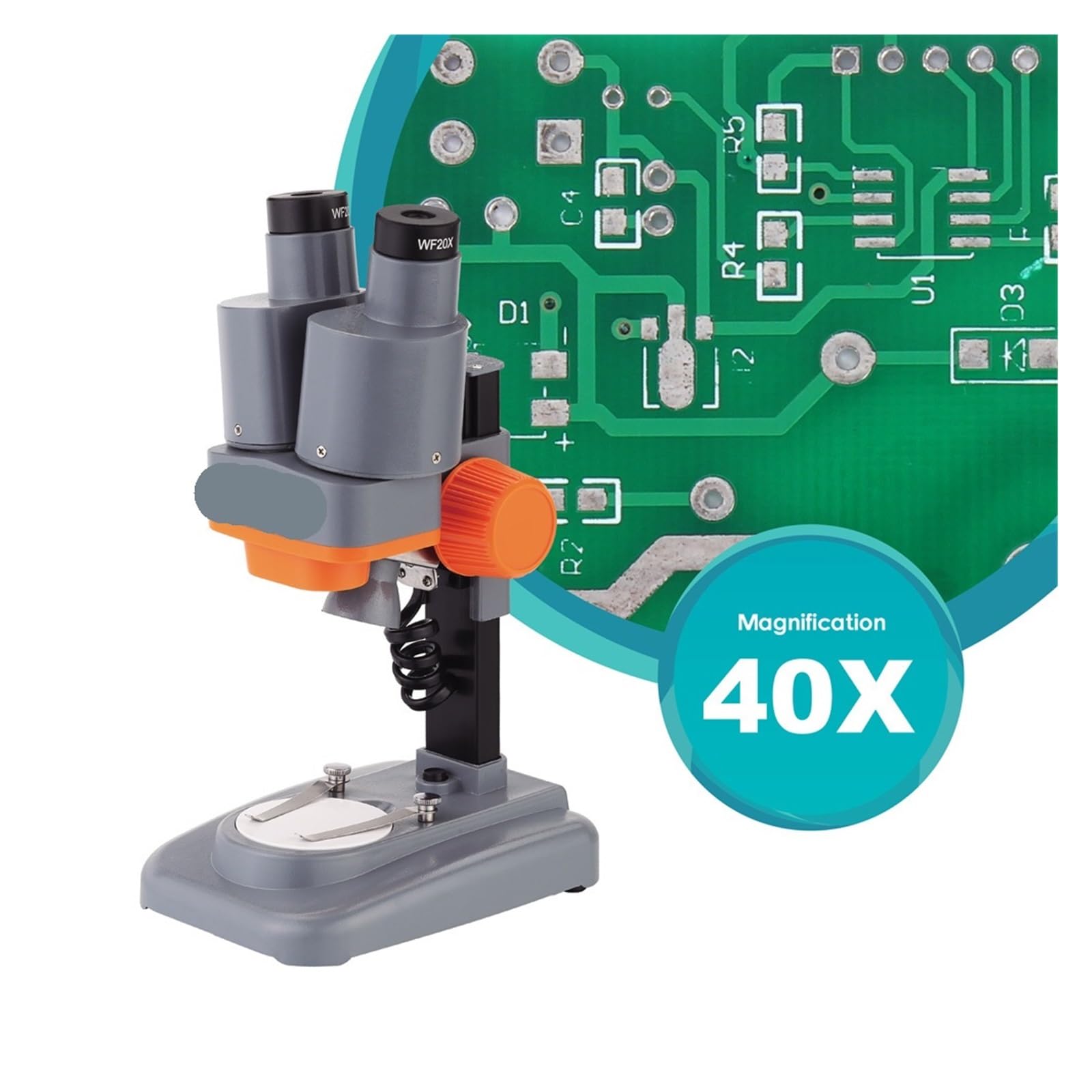 Microscopio estereoscópico Binocular 40X con luz LED Superior for Soldadura de PCB y muestras minerales, Herramientas ampliamente utilizadas