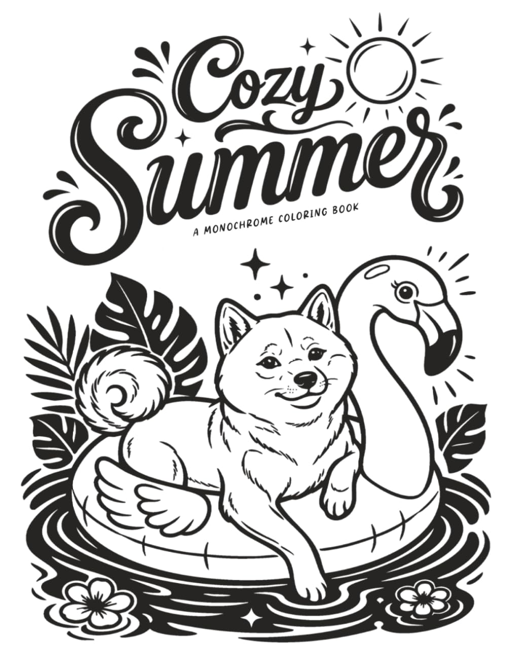 Cozy Summer: A Monochrome Coloring Book - 50 Relaxing Summer Designs with Beach Days, Garden Moments, Cute Animals, Seasonal Scenes & Sunny Quotes