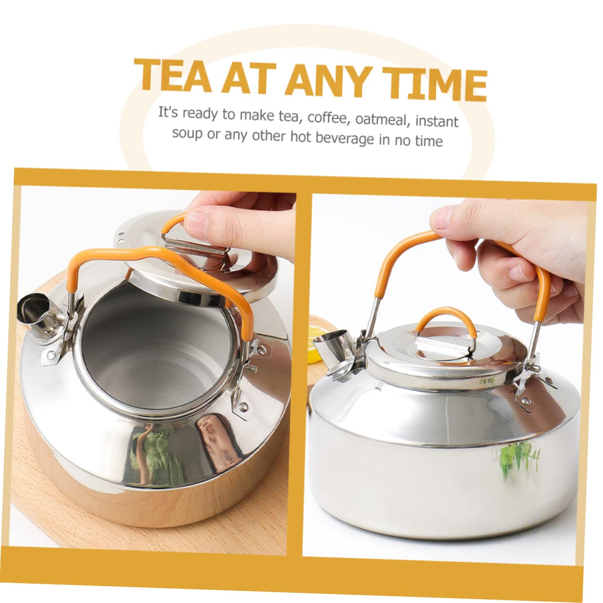 BESPORTBLE Stainless Kettle Silver Teapot Camping Teapot Water Kettle Outdoor Accessories