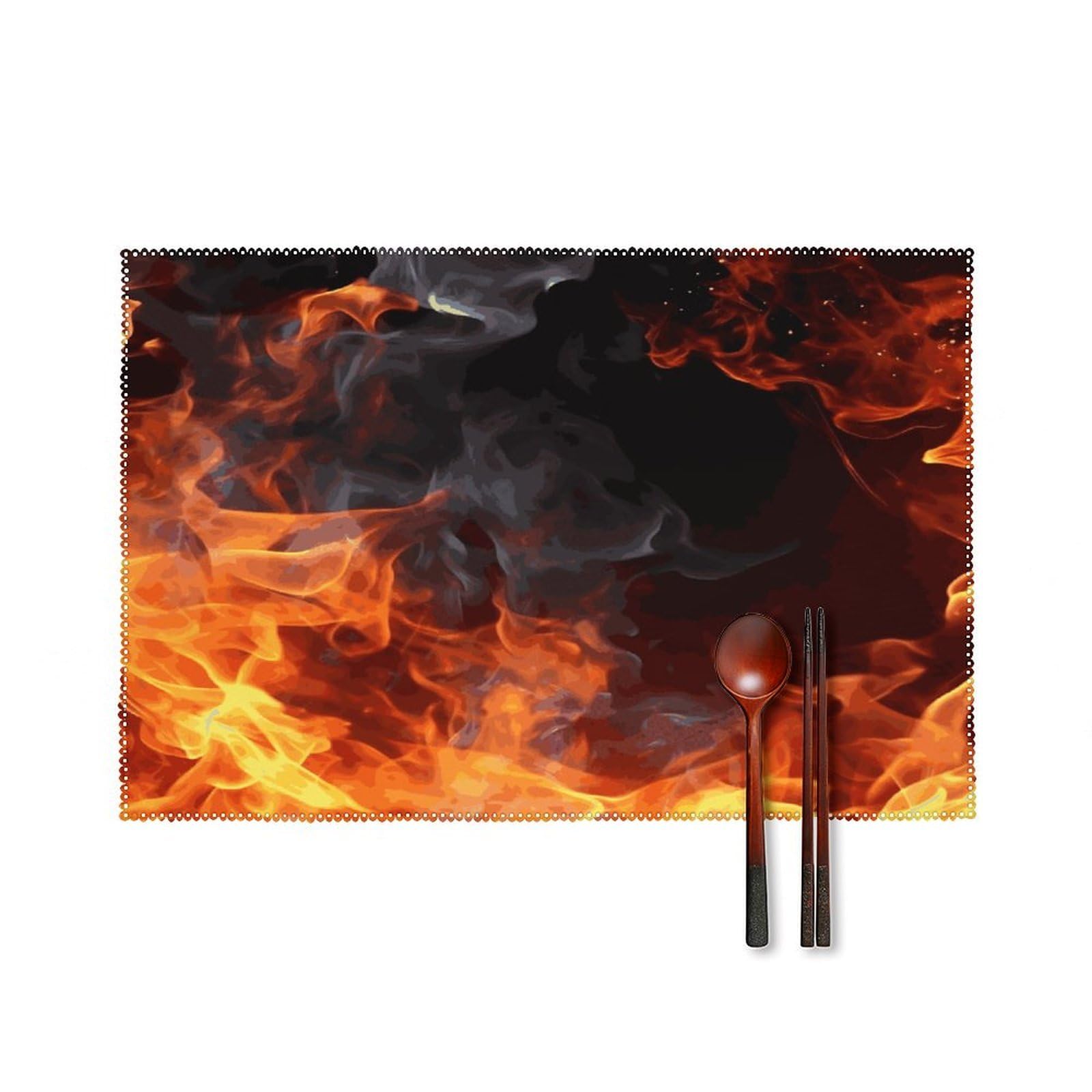Fodpand Style Fire Flame Smoke Placemats Set Of 4 Place Mats Table Mats