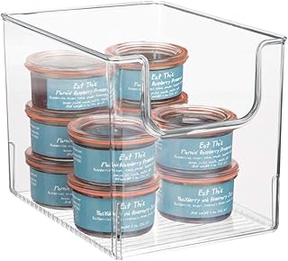 mDesign bac de rangement pour frigidaire, étagère ou congélateur – bac alimentaire avec grande ouverture en plastique sans BPA – rangement frigo pour légumes, canettes, conserves, etc. – transparent