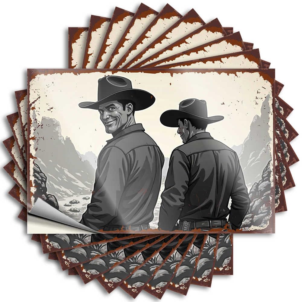 Decorations for Room Saying - Spring Autumn Window Western Adventure: Two Cowboys in The Wild West(6X9CM)