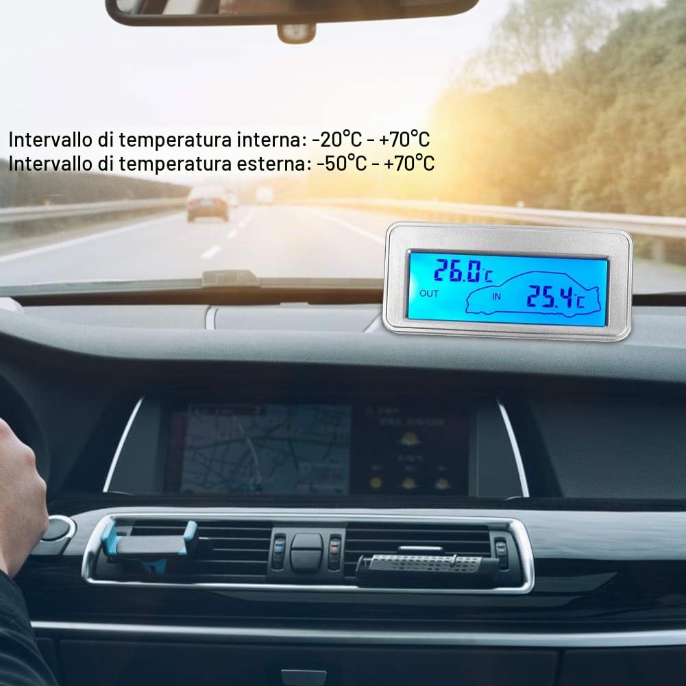 Termometro Termometro Plastica Argento (Conchiglia) Auto Digitale 12V Lcd Display Interno Esterno Sensibilità Termometro Misuratore di Temperatura