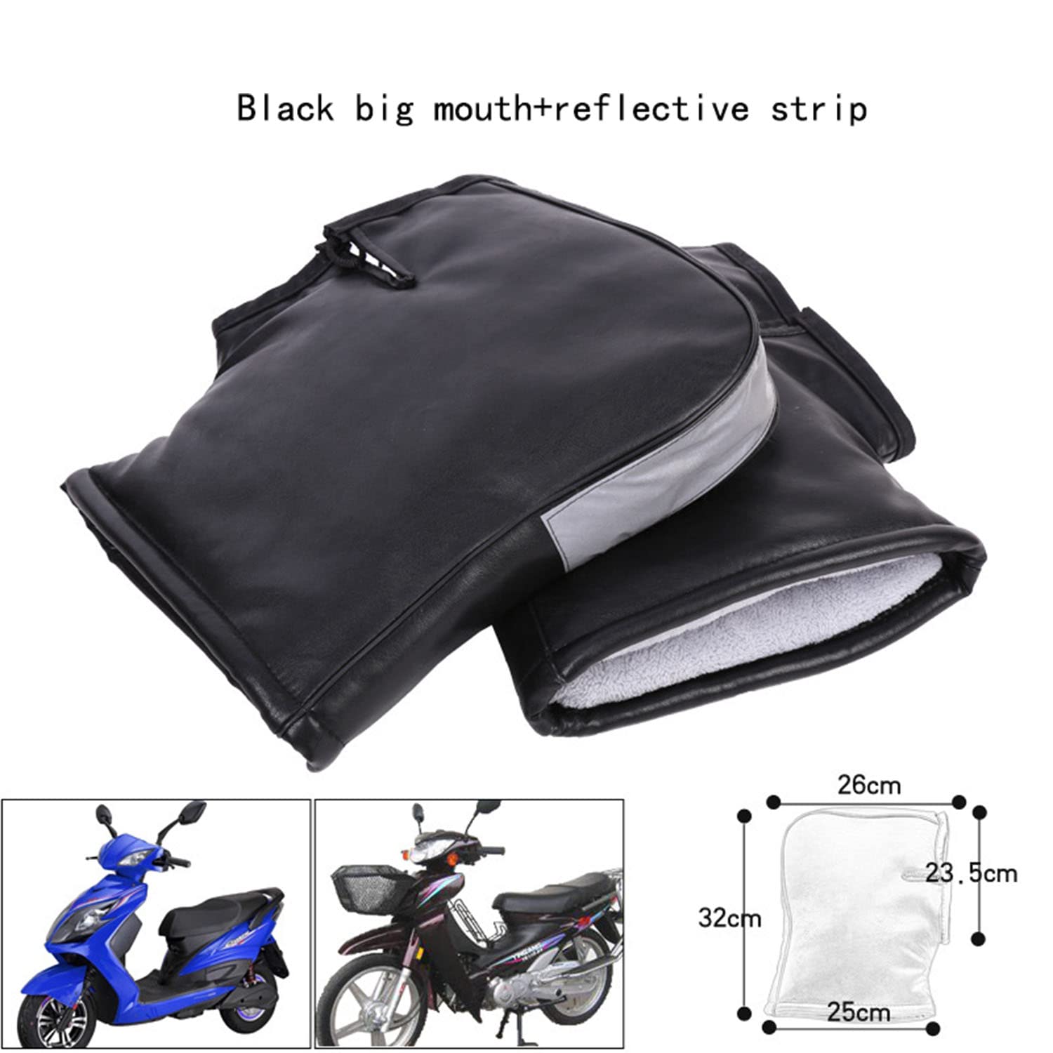 ZLZNX Motorrad Lenker Stulpen Handschuhe, Motorrad Warme Lenker Handschuhe, Winter Leder wasserdichte Motorradhandschuhe, Für Roller Scooter Fahrrad 