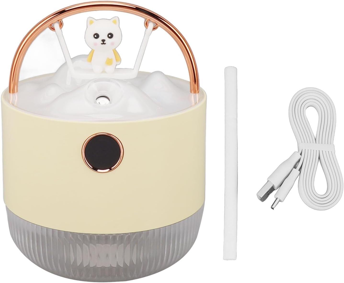 Domésticos Humidificador pequeño Escritorio luz Nocturna Gran Capacidad USB Creativo silencioso atomizado portátil(Giallo)