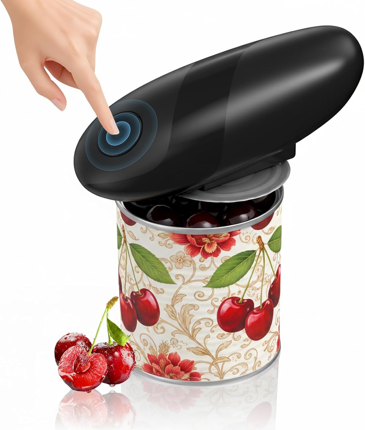 Elektrischer Dosenöffner, automatischer Dosenöffner One Touch mit glattem Rand, batteriebetrieben, geeignet für Dosen aller Größen, handloser Dosenöffner für Küche, auch für Linkshänder geeignet
