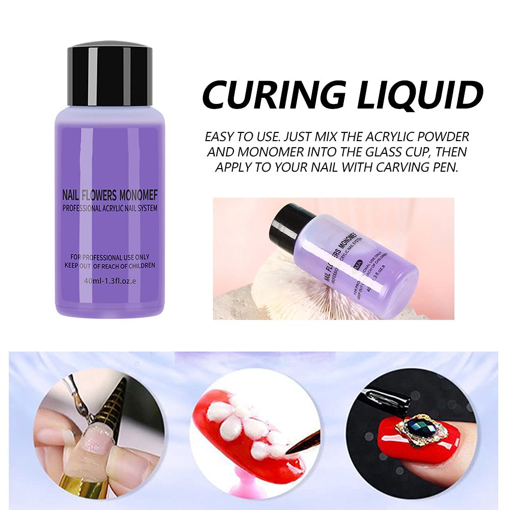 1PC Acrylic Nail Liquid Monomer Non-Yellowing Manicure Crystal Powder Carving Fluid 40ml