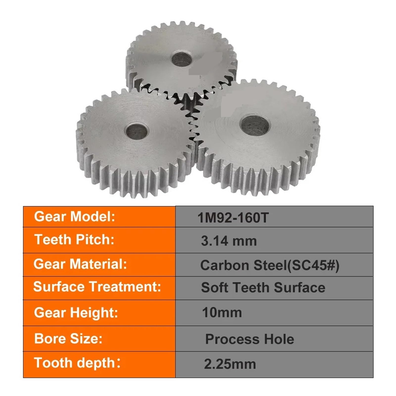 Stirnradgetriebe 1M-92T-160Teeth Zylindrisches Getriebezubehör Aus Kohlenstoffstahl(1M 97T - Bore 10mm)