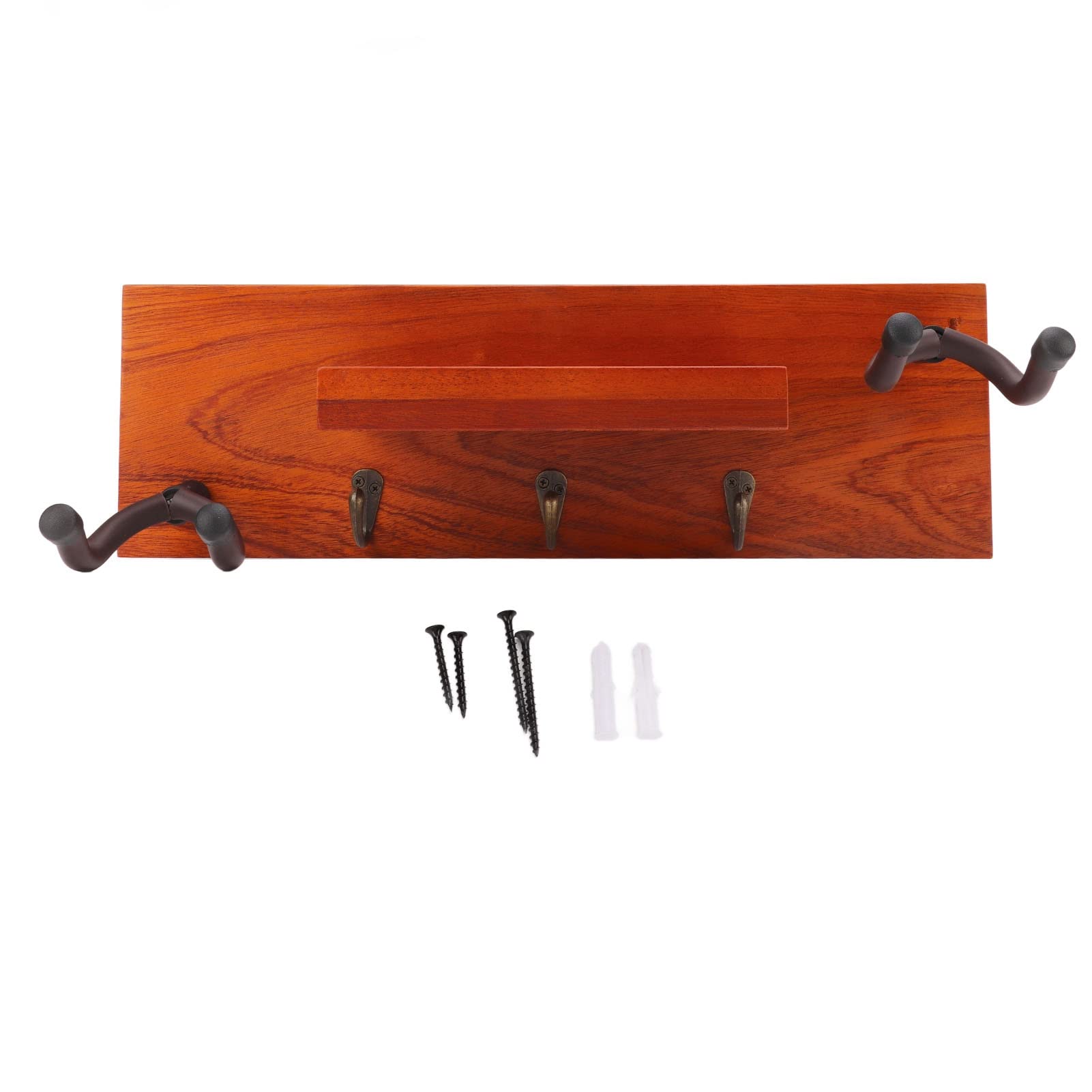 Soporte de pared para guitarra |Estante multifunción 4 en 1 para guitarras acústicas/eléctricas/clásicas |Perchero con estructura de hierro y madera maciza con acolchado de