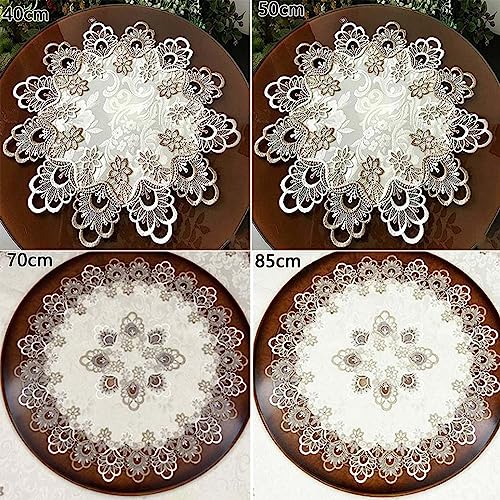 Nappe ronde en dentelle à fleurs 60cm pour décoration de table - 7